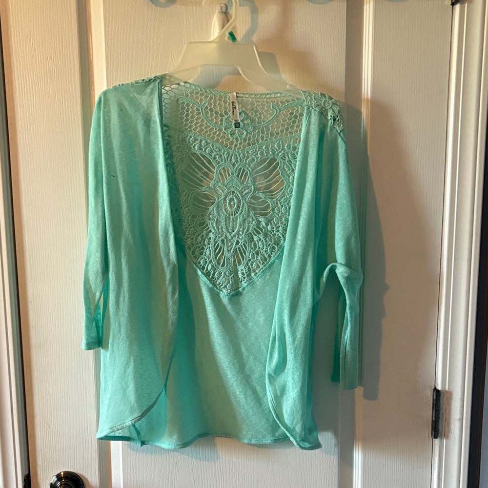 Wallflower Turquoise Lace Cardigan